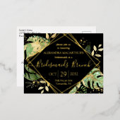 Modern Tropical Bridesmais Brunch Gold Folie Einladungspostkarte (Vorderseite/Rückseite)