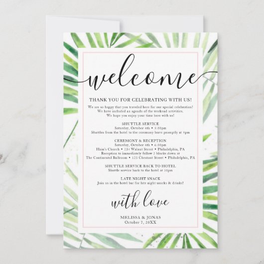 modern tropical calligraphy Invitation from the re (Vorderseite)