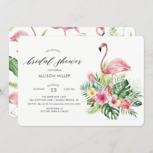 Modern Tropical Flamingo Bridal Dusche Einladung