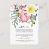 Modern Tropical Floral Hawaii Wedding Begleitkarte (Vorderseite)