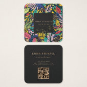 Modern Tropical Floral Square Business Card  (Vorne & Hinten)