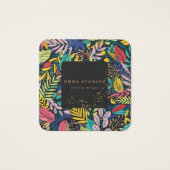 Modern Tropical Floral Square Business Card  (Vorderseite)