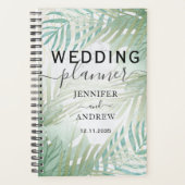 Modern Tropical Foliage Sage Green Wedding Planner Planer (Vorderseite)