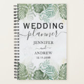 Modern Tropical Foliage Sage Green Wedding Planner Planer (Vorderseite)