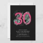 Modern Tropical Fuchsia 30. Geburtstag Einladung (Vorderseite)