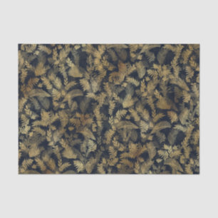 Modern Tropical Gold Foliage Blue Pattern Seidenpapier