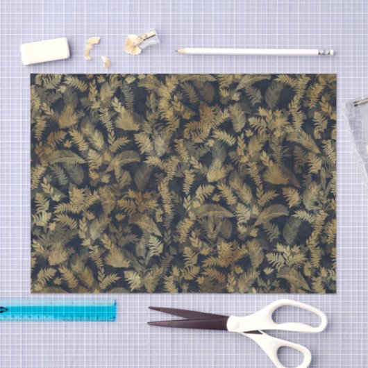 Modern Tropical Gold Foliage Blue Pattern Seidenpapier (Handwerk)