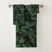 Modern tropical green foliage Black pattern Badhandtuch Set (Insitu)