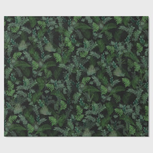 Modern tropical green foliage Black pattern Geschenkpapier (Flach)