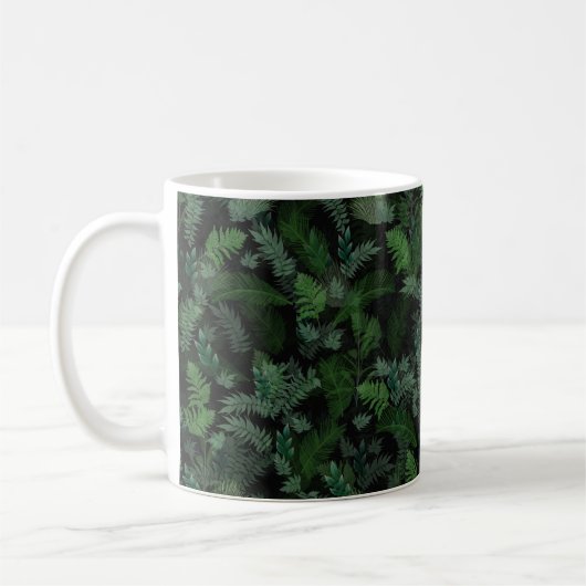 Modern tropical green foliage Black pattern Kaffeetasse (Links)