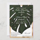 Modern Tropical Green Gold Monstera Leaf Wedding Einladung (Vorderseite)