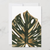 Modern Tropical Green Gold Monstera Leaf Wedding Einladung (Rückseite)