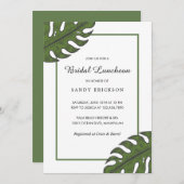 Modern Tropical Green Palm Leaf Bridal Luncheon Einladung (Vorne/Hinten)