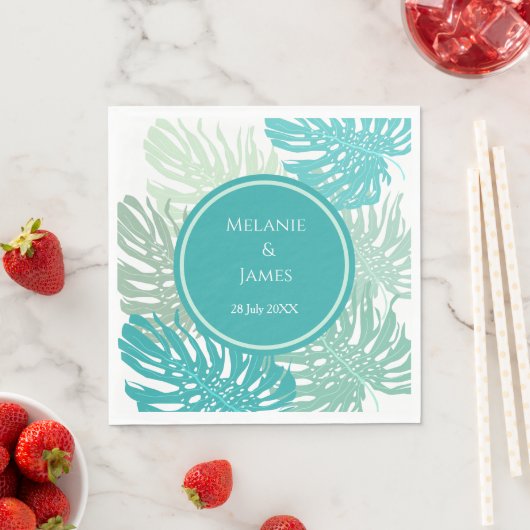 Modern Tropical Grenery Palm Blätter Hochzeitspapi Serviette (Beispiel)