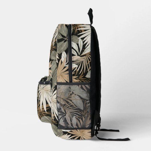 Modern Tropical Leaf Black & Gold Pattern Custom Bedruckter Rucksack (Rechts)
