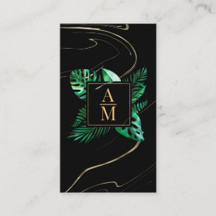 Modern Tropical Marbour Monogram Business Card Visitenkarte
