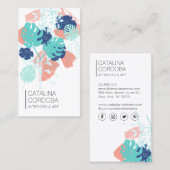 Modern Tropical Monstera Leaf Muster Artistik II Visitenkarte (Vorne/Hinten)