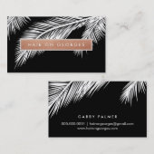 MODERN TROPICAL PALM FRONDS Logo trendige Rose Gol Visitenkarte (Vorne/Hinten)