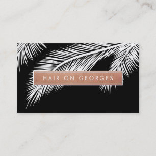 MODERN TROPICAL PALM FRONDS Logo trendige Rose Gol Visitenkarte