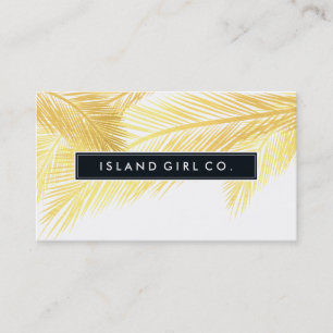 MODERN TROPICAL PALM FRONDS Logo trendy gold weiß Visitenkarte