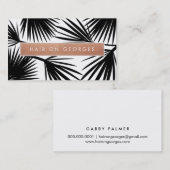 MODERN TROPICAL PALM LEAF Logo trendy Rose Gold Visitenkarte (Vorne/Hinten)
