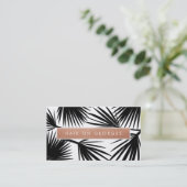 MODERN TROPICAL PALM LEAF Logo trendy Rose Gold Visitenkarte (Stehend Vorderseite)