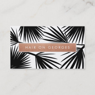 MODERN TROPICAL PALM LEAF Logo trendy Rose Gold Visitenkarte