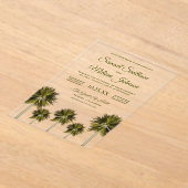 Modern Tropical Palm Tree Beach Wedding Acryleinladungen (Ablage )