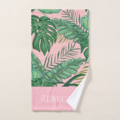 Modern Tropical Pattern Monogram Pink Towel Set (Handtuch)
