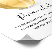 Modern Tropical Piña Colada Recipe Illustration Poster (Ecke)