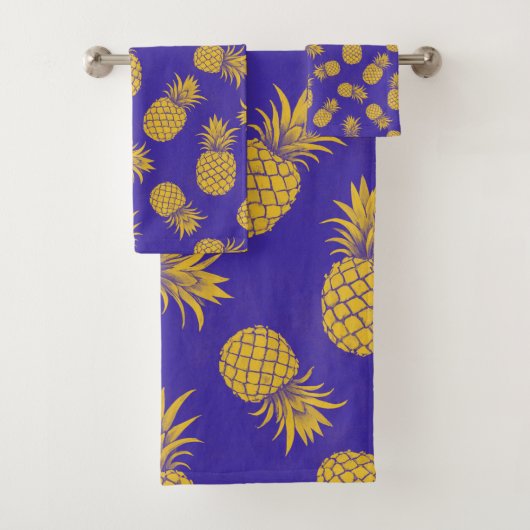Modern Tropical Pineapple Watercolor Badhandtuch Set (Insitu)
