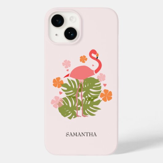 Modern Tropical Pink Flamingo Case-Mate iPhone Hülle (Rückseite)