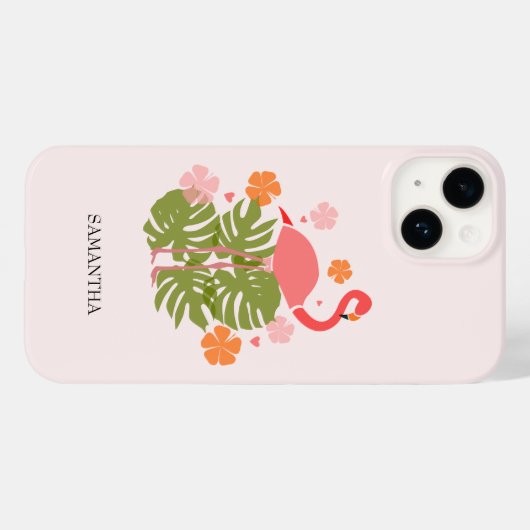 Modern Tropical Pink Flamingo Case-Mate iPhone Hülle (Rückseite (Horizontal))