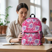 Modern Tropical Pink Floral Personalized Name Bedruckter Rucksack