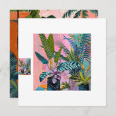Modern Tropical Plant Print – Pink and Green  Einladung (Vorne/Hinten)