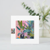 Modern Tropical Plant Print – Pink and Green Einladung (Stehend Vorderseite)