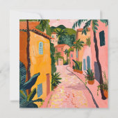 Modern Tropical Plant Print – Pink and Green Einladung (Rückseite)