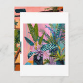 Modern Tropical Plant Print – Pink and Green  Postkarte (Vorne/Hinten)