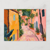 Modern Tropical Plant Print – Pink and Green Postkarte (Rückseite)