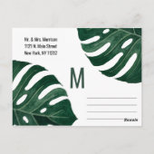 Modern Tropical Swiss Cheese Leaf Gold Rett Datum Postkarte (Rückseite)