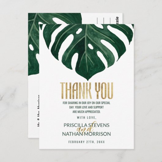 Modern Tropical Swiss Chef Gold Danke Postkarte (Vorne/Hinten)