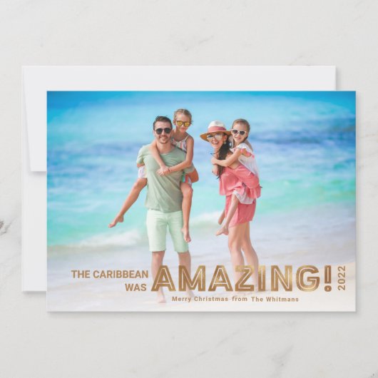 Modern Tropical Travel Gold Foto Weihnachten (Vorderseite)