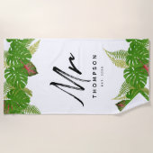 Modern Tropical Verlasse Minimalistisch Script Bea Strandtuch (Vorderseite)