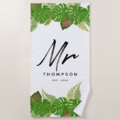 Modern Tropical Verlasse Minimalistisch Script Bea Strandtuch (Vorderseite)
