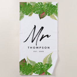 Modern Tropical Verlasse Minimalistisch Script Bea Strandtuch