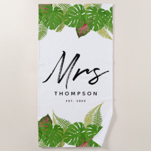 Modern Tropical Verlasst Minimalistische Skripte Strandtuch