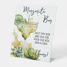 Modern Tropical Watercolor Margarita Bar Sign