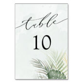 Modern Tropical Watercolor Wedding Tischnummer (Vorderseite)