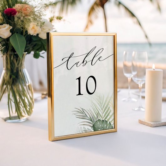 Modern Tropical Watercolor Wedding Tischnummer