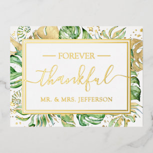 Modern Tropical Wedding Mr. & Mrs. Folie Einladungspostkarte